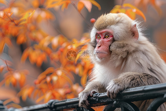 秋天户外的猴子图片