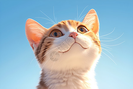 仰望天空的猫咪图片