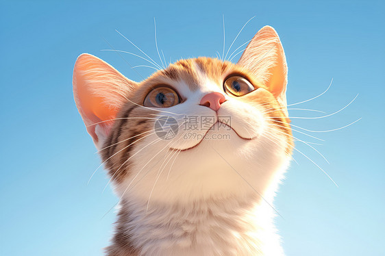 仰望天空的猫咪图片