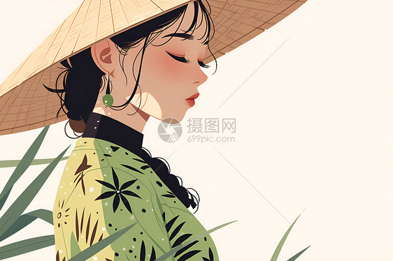 少女与花图片