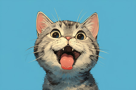 吐舌的狸花猫图片