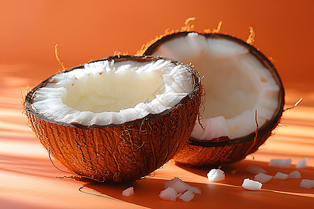 一颗切开的椰子图片
