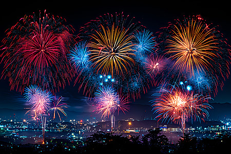 夜空绽放的烟花图片