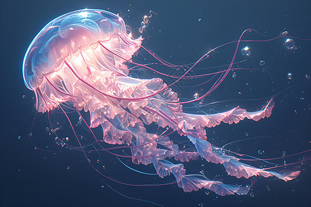 幻境海洋中的粉色水母图片