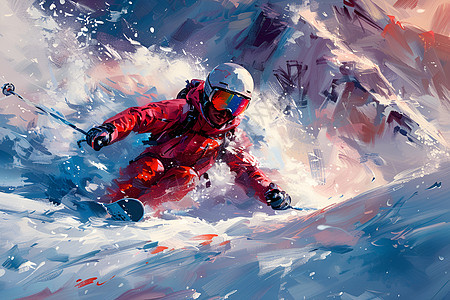 冒险滑行的滑雪者图片