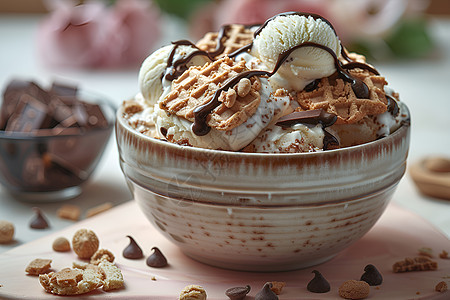 甜美巧克力冰淇淋背景图片
