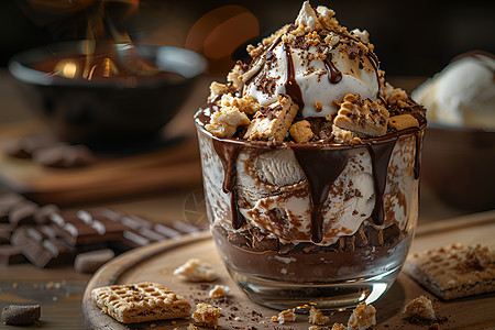 巧克力和饼干碎冰淇淋图片