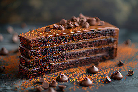 可口浓郁的巧克力蛋糕高清图片