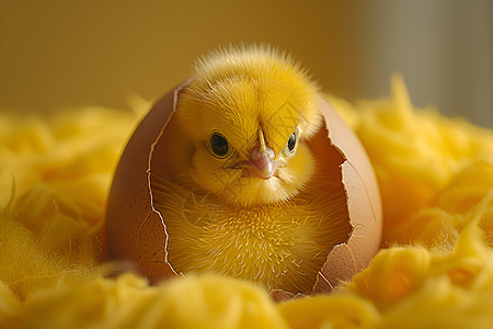 鸡蛋壳中的可爱小鸡图片