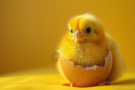 鸡蛋壳中的可爱小鸡图片