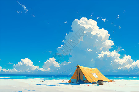 大海旁的帐篷图片
