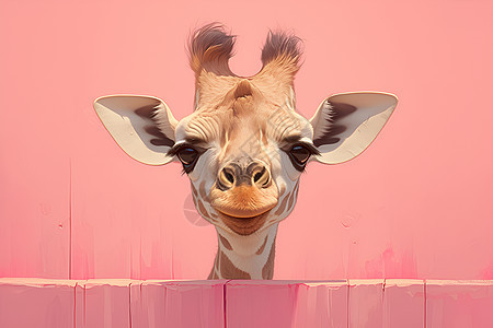 粉色背景的长颈鹿图片