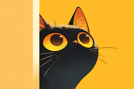 黄色背景上的猫咪背景图片