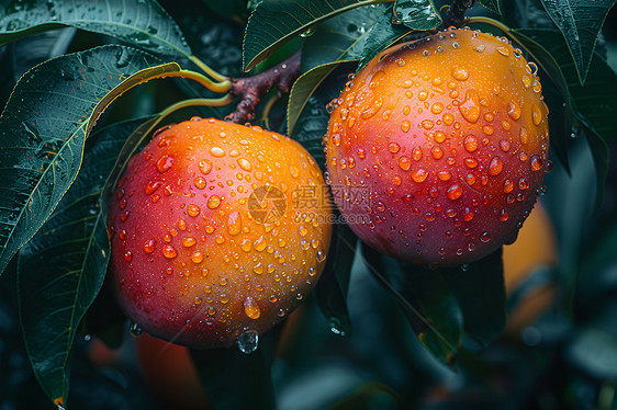 芒果挂在树枝上图片