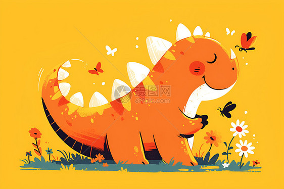 嬉戏于阳光下的小恐龙图片
