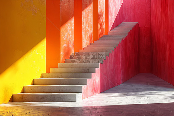 彩色的楼梯图片