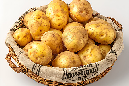 篮子背景篮子里的新鲜土豆背景