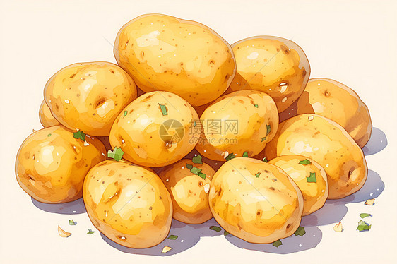 土豆堆插画图片