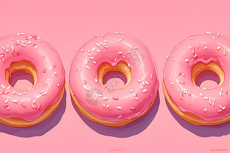 粉色背景上的甜甜圈图片