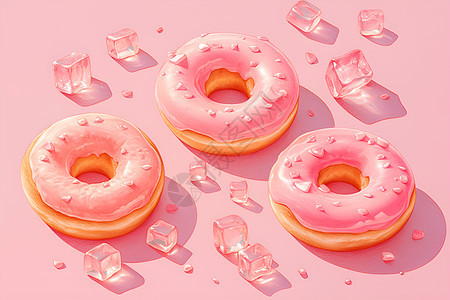 美味的粉色甜甜圈图片