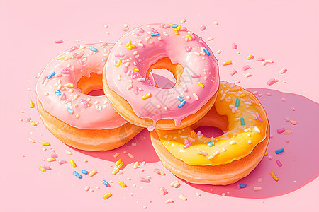 粉色甜甜圈的之美图片