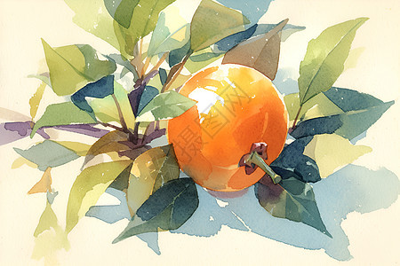 柿子的水彩画图片