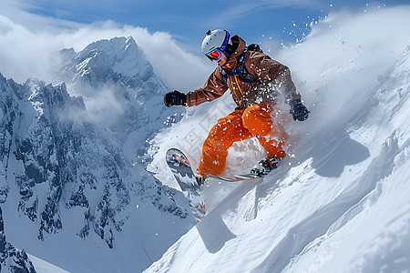 飞跃雪山的男人图片