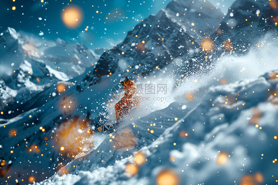 山坡上滑雪的男人图片