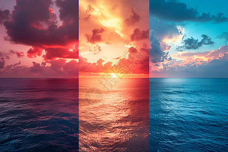 海洋上的落日图片