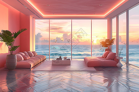 晨曦海景别墅里的客厅图片