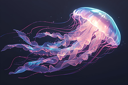 海洋中漂浮的粉色水母高清图片