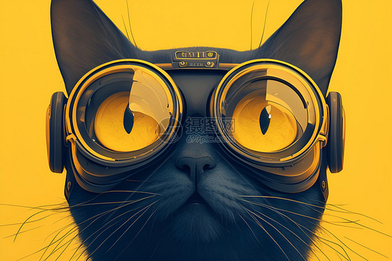 猫咪戴着眼镜图片