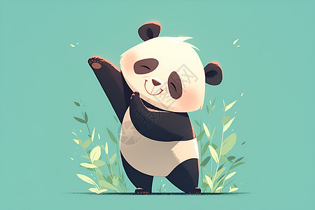 熊猫嬉戏在草地上图片