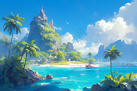 热带岛屿的城堡图片