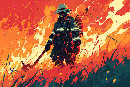 火海中的一名消防员图片