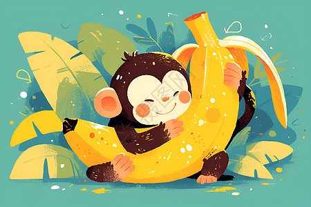 猴子抱着香蕉图片