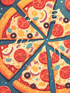 美味的披萨插画图片