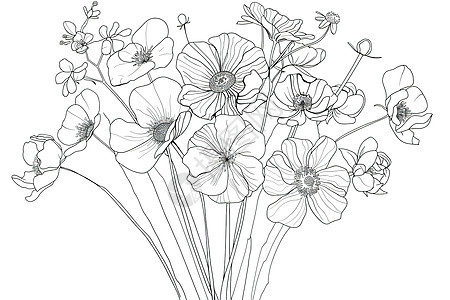 黑白线稿的花朵图片