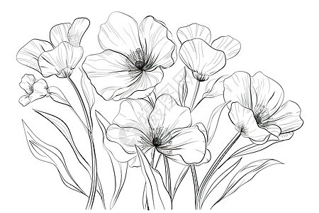 简约素描花朵图片