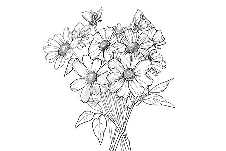 花卉素描插画图片