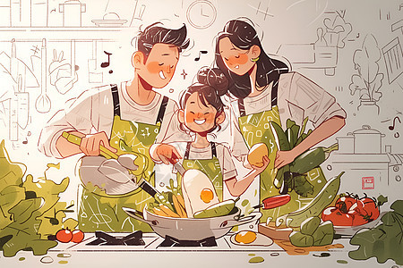 欢乐厨艺家庭图片