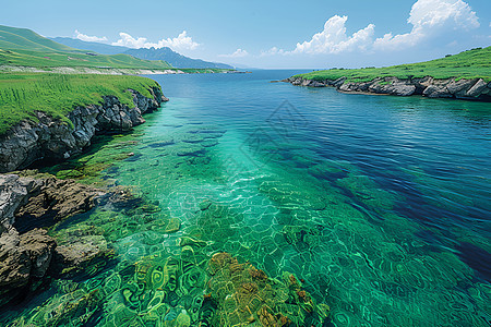 青海湖水天一色图片