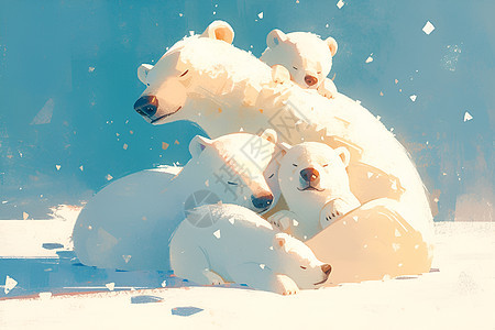 冰雪中嬉戏的北极熊图片