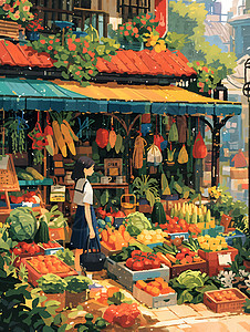 农贸市场上的蔬菜水果图片