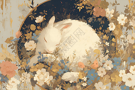 花丛里的兔子图片