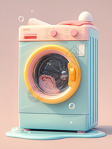 柔和色调下的迷人洗衣机图片