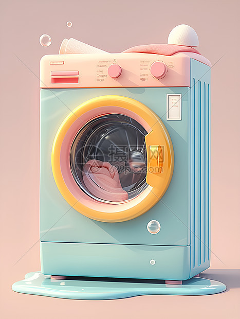 柔和色调下的迷人洗衣机图片