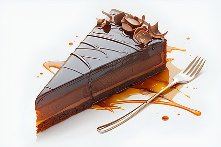 巧克力蛋糕在白色背景上图片