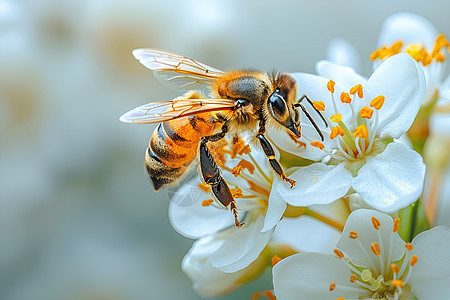 蜜蜂采集花蜜图片