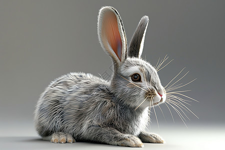 灰色背景中的兔子图片